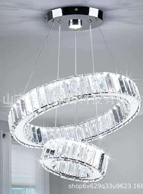 跨境环形LEDi温暖灯亚马逊爆款水晶吊灯北欧现代简约创意客厅灯
