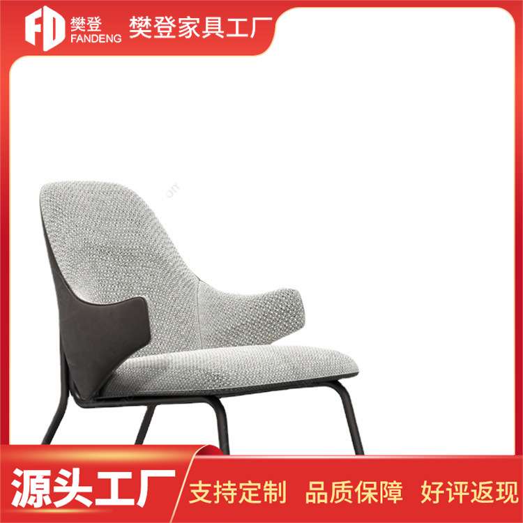 北欧轻奢布艺不锈钢沙发椅现代简约时尚意式设计师金属休闲扶手椅