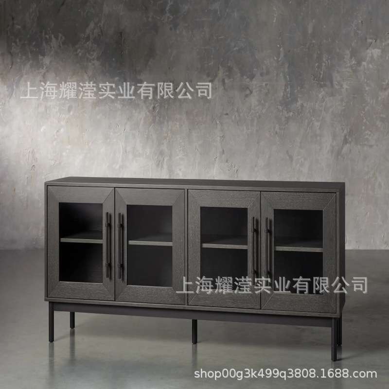 北欧简约家具轻奢复古实木橡木电视柜客厅法式收纳柜储物餐边柜