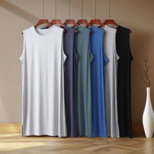 男士莫代尔睡裙睡袍浴袍薄款睡衣无袖晨袍长袍夏季宽松男装家居服