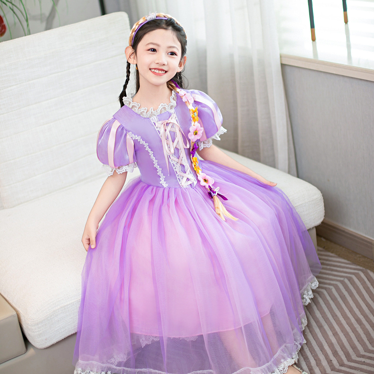 2026新款长发公主裙儿童乐佩服装礼服苏菲亚女童的连衣裙生日节日