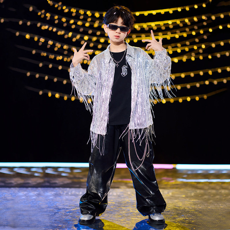 2026新款元旦儿童演出服嘻哈女童爵士舞服装jazz三件套走秀表
