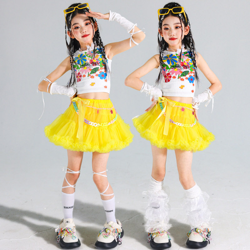 2026新款女童jazz爵士舞演出服女孩啦啦队服装儿童街舞套装少