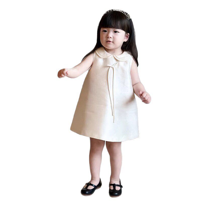 洋气女宝宝高端生日缎面礼服裙女童一周岁感儿童主持人公主裙