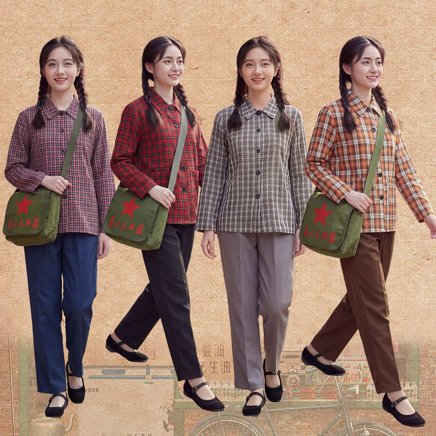 2026新款80年代怀旧服装上衣格子短袖女装复古衬衫90年代农村