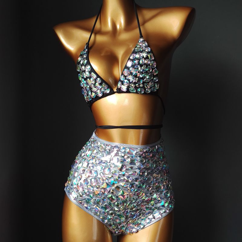 2026新款高腰bikini钻石泳衣bikini高腰比基尼夜店服