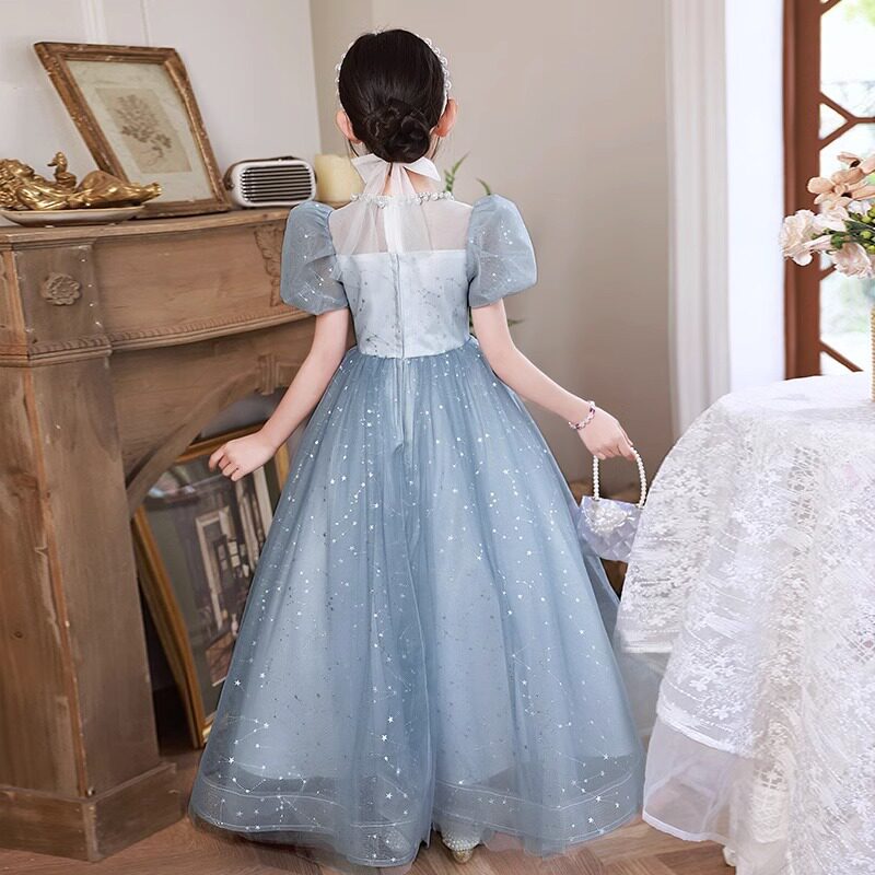 2026新款蓝色公主裙女童礼服宴会六一儿童节主持人花童钢琴演奏比