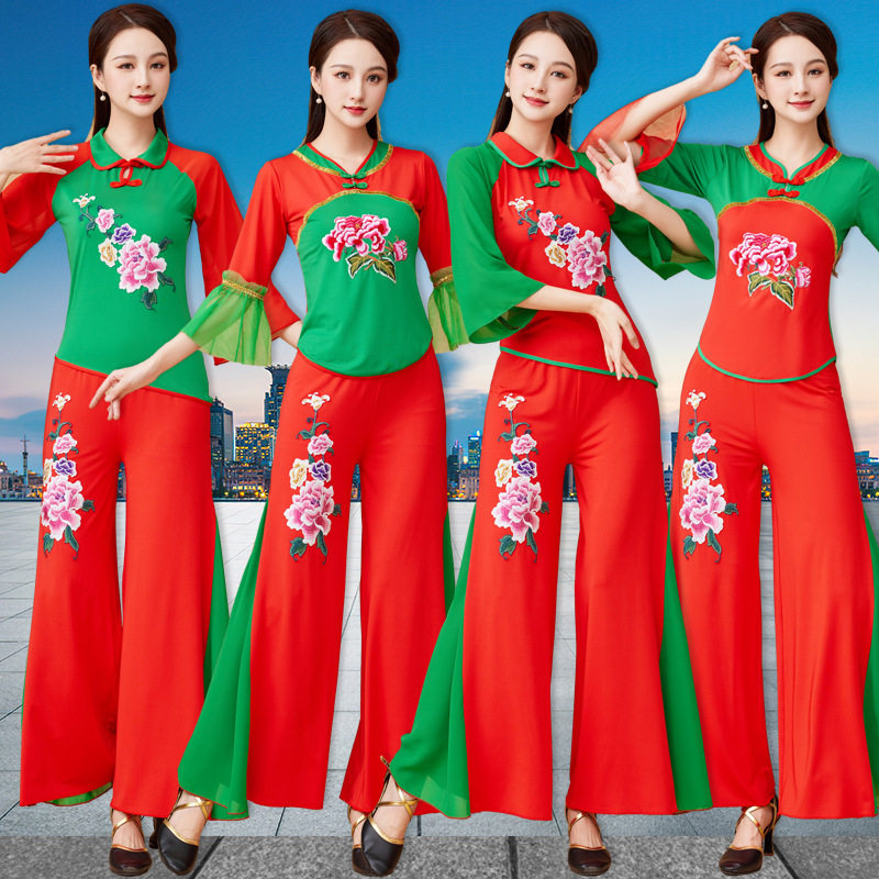 2026新款洛神广场舞服装套装春夏上衣刺绣花民族秧歌演出舞蹈服阔