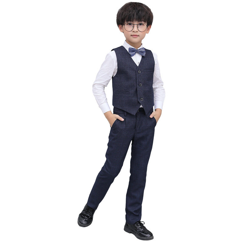 2026新款男童礼服马甲男孩套装花童主持人儿童马夹西装表演大童钢