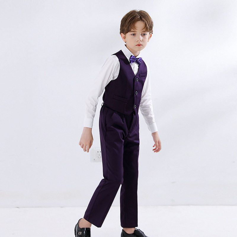 2026新款儿童礼服马甲套装大童钢琴演奏主持服装男孩英伦西装马夹