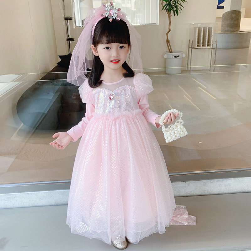2026新款美人鱼公主裙女童秋装长袖连衣裙儿童秋款爱莎中长款生日