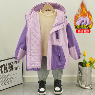 2025新款女童冲锋衣加厚儿童装春秋冬外套童装加绒中大