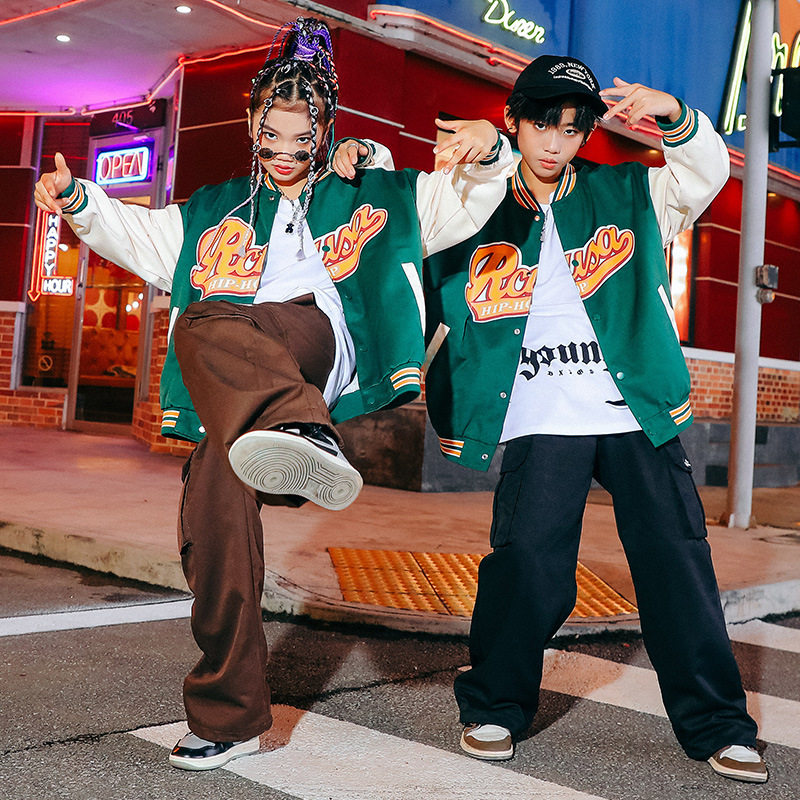 2026新款街舞儿童潮服嘻哈炸街男童套装帅气棒球服hiphop女