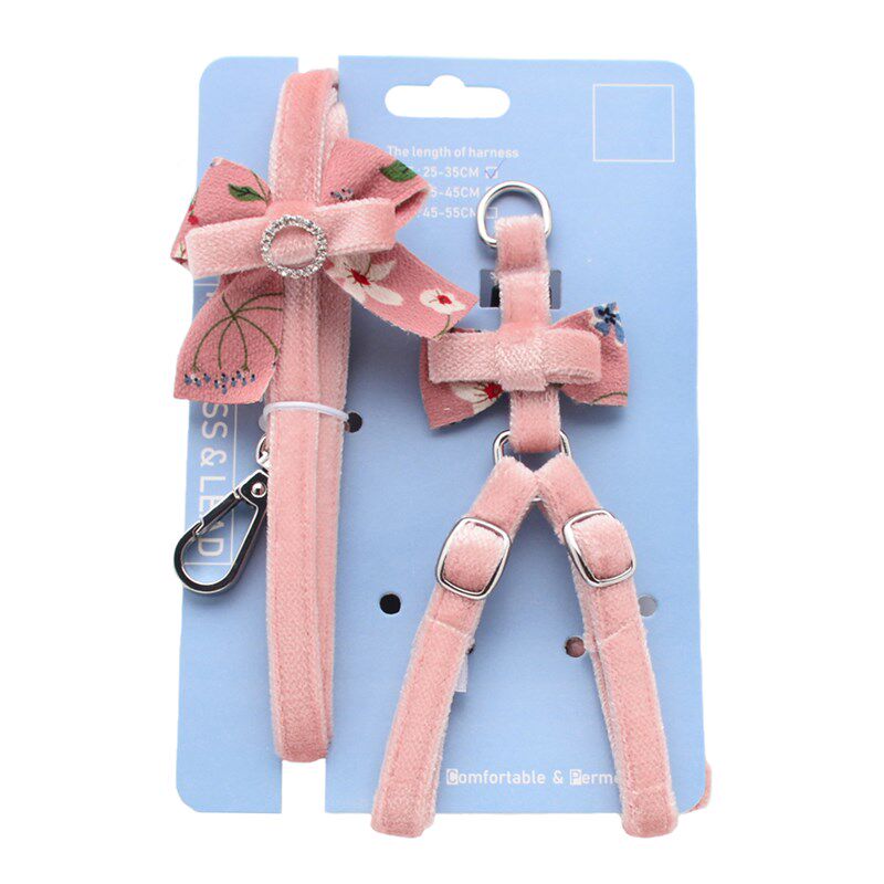 宠物溜猫绳子狗狗牵引绳博美小鹿犬茶杯兔子小型幼犬胸背带防挣脱