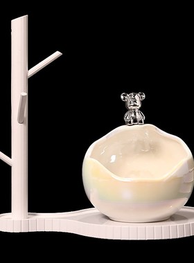 爱心熊入户玄关放钥匙置物架收纳酒柜摆件鞋柜客厅儿童房装饰品