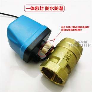 户外防水电动球阀220V两线常闭常开二通阀开关水阀黄铜三通DN20