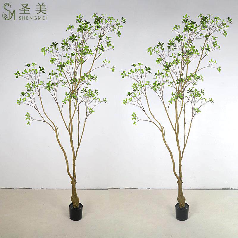 绿植假树景观红继木树南天竹满堂红树海岛春花树摆件酒店花艺插枝