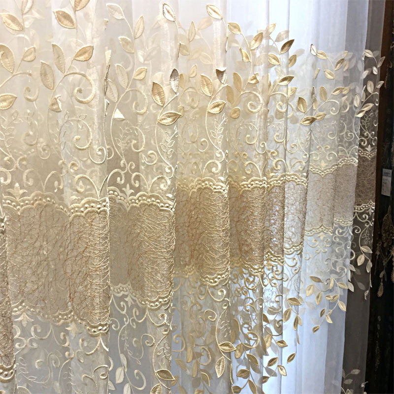进口欧窗奢华高档客厅阳台飘巢纱帘浮雕绣花式纱定制窗帘鸟窗成品