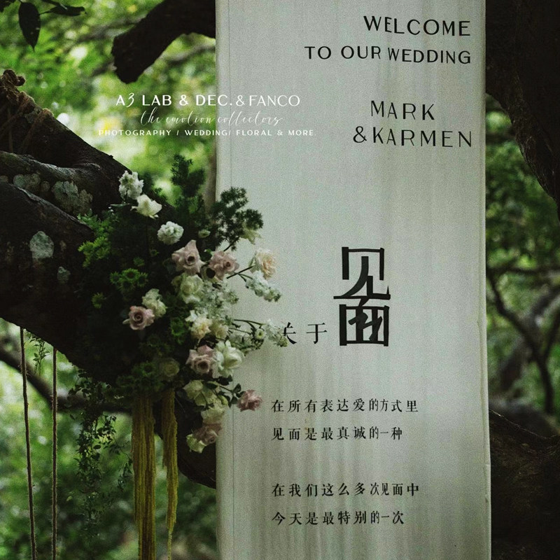 策划场景挂户高级感定制装饰布布置外草坪主题婚礼气氛感背景墙布