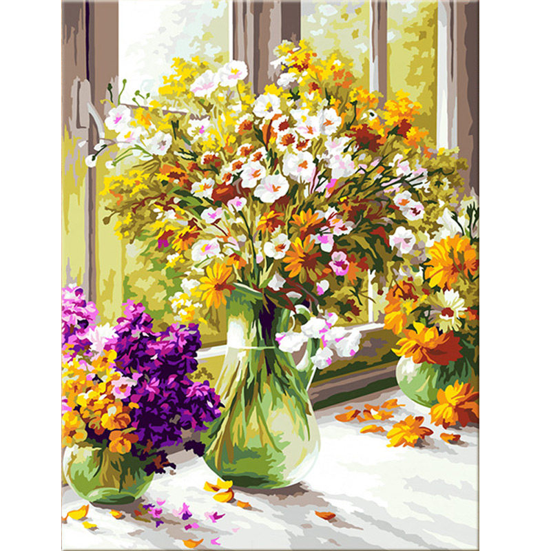 数画油字diy自油自画餐厅花工填充手卉初夏时光手绘填色涂色油彩
