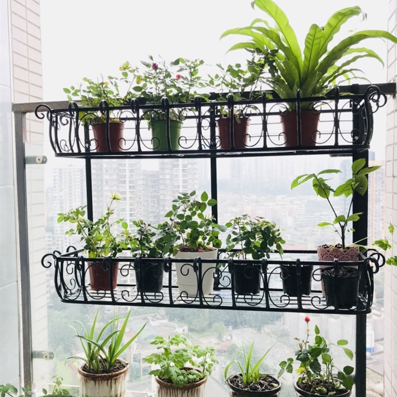 铁艺栏杆花架阳台多层家用墙壁挂式窗台悬挂绿萝多肉花盆架子