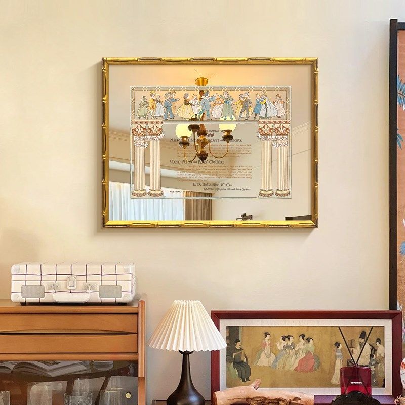 法式复古镜面装饰画高级感钢琴谱客厅镜面挂画小众艺术卧室摆件画