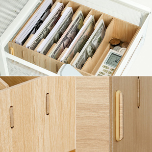 零钱收纳盒放钱收纸币的装现金钱匣子分格钱盒收银盒子格子收钱盒