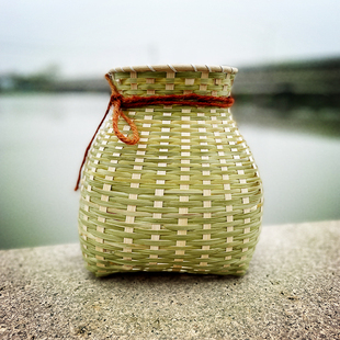 竹篓手工编织采茶篓鱼篓箩筐背篓大花盆小竹筐竹篮子竹编制品汉服