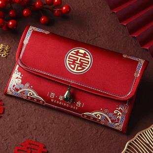 结婚改口万元大红包高档布艺随份子缎面利是封喜字红包袋2023新款
