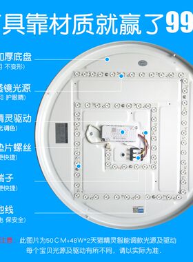 110V吸頂燈led臥室簡約兒童房天貓精靈語音智能變光遙控圓形燈具