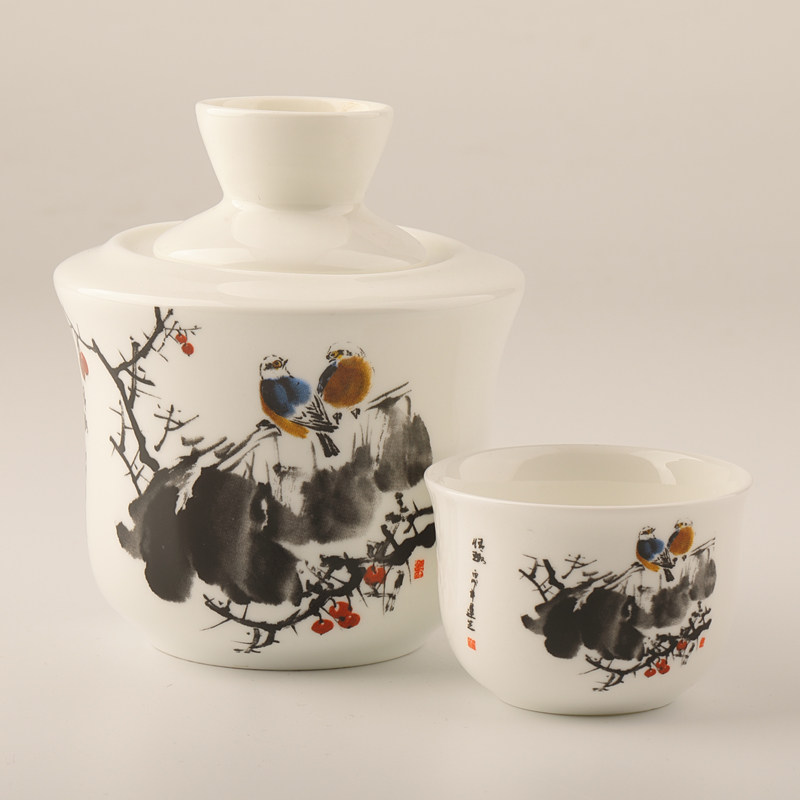 唐山骨瓷酒具温酒器酒馆煮酒器烫酒壶一二两壶家用陶瓷热酒壶套装