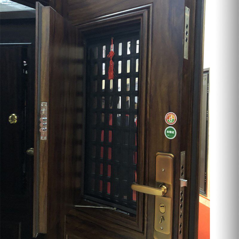 甲级防盗门上通风单门家用智能指纹锁安全门10公分可拆洗纱窗百叶
