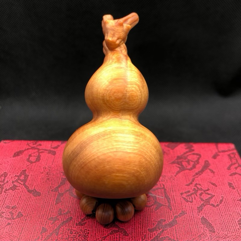 太行件柏吉葫芦摆崖文玩手工龙年生肖龙头葫芦手把件福禄木祥挂件