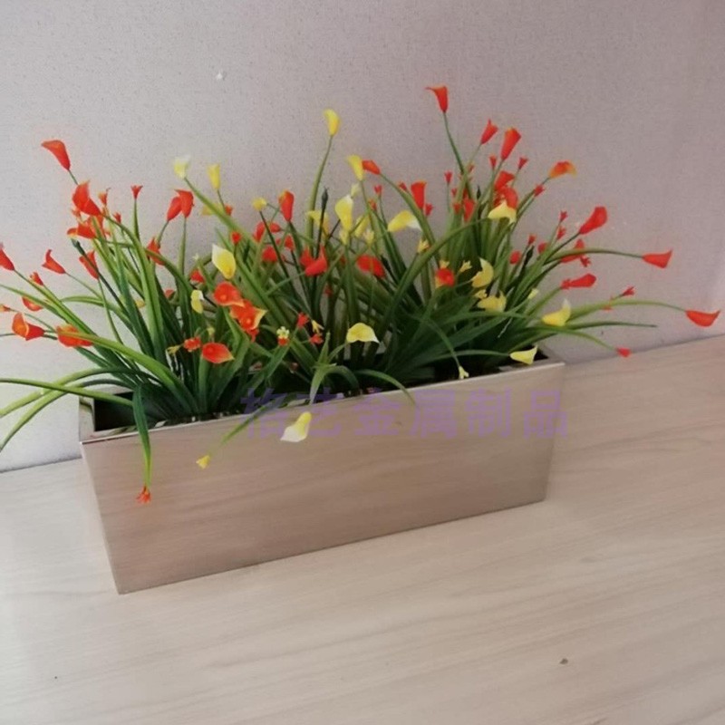 不锈钢电镀花盆 干花花瓶 铁艺花箱小植绿花瓶 金属
