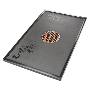 乌金石茶盘定制茶桌配件内嵌入式 家用大小号整块石材盖板茶台漏水