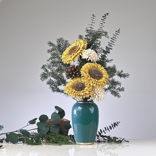 永生花混搭花束手工向日葵仿真花干花花束客厅摆设带花瓶装饰摆件