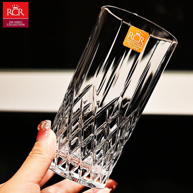 意大利进口RCR水晶玻璃欧式家用 轻奢 高长饮水杯 奶茶杯果汁杯子