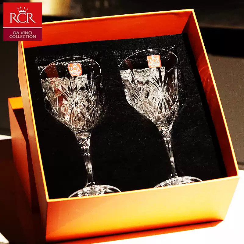 意大利RCR进口2只装水晶玻璃高脚红酒白葡萄酒杯子节日送礼盒套装