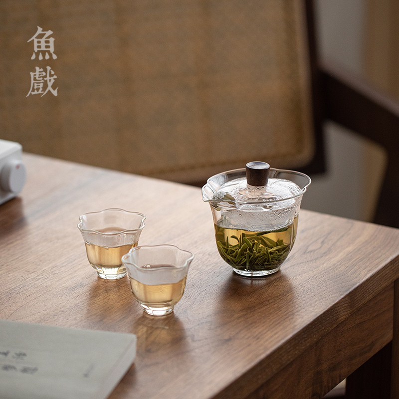耐热玻璃便携旅行功夫茶具套装快客杯一壶二杯带过滤泡茶杯子盖碗