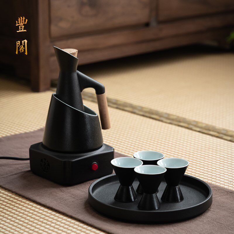温酒器烫酒壶家用陶瓷插电温酒壶暖酒热酒壶老式黄酒酒杯套装酒器