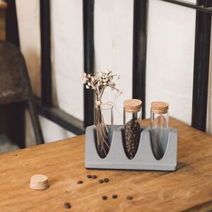 久处不厌茶叶花茶玻璃试管展示架咖啡豆吧台创意水泥展示罐摆件