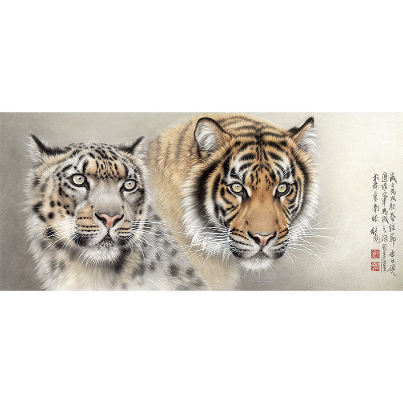 物画 刘继彪 虎雪豹 工笔动国饰 名家书画高清艺术微喷 装画挂画