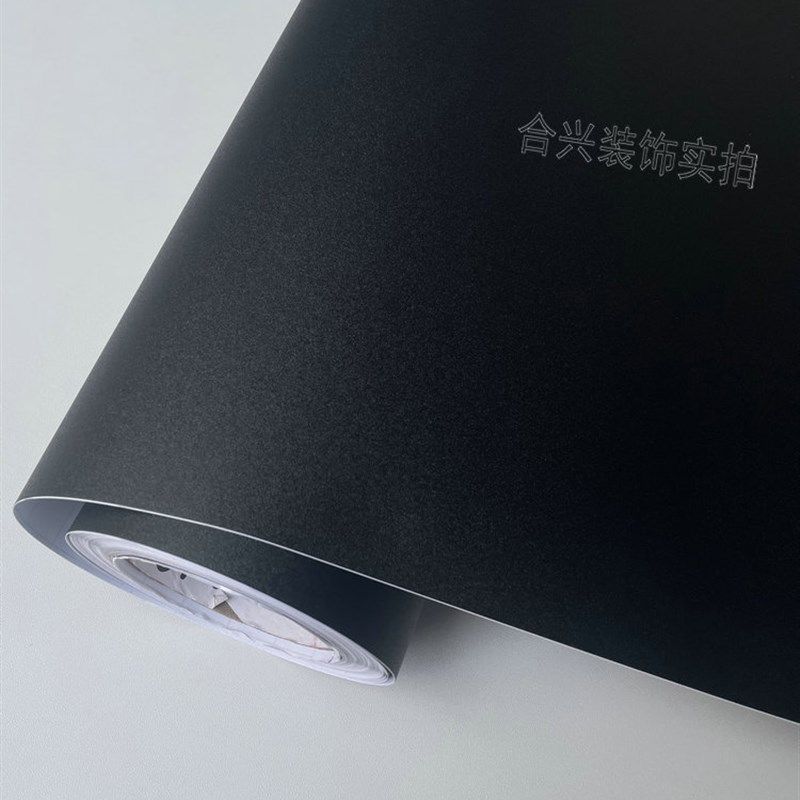 加厚黑色灰色PVC墙纸自粘防水素色波音软片纯色家具翻新橱柜贴纸