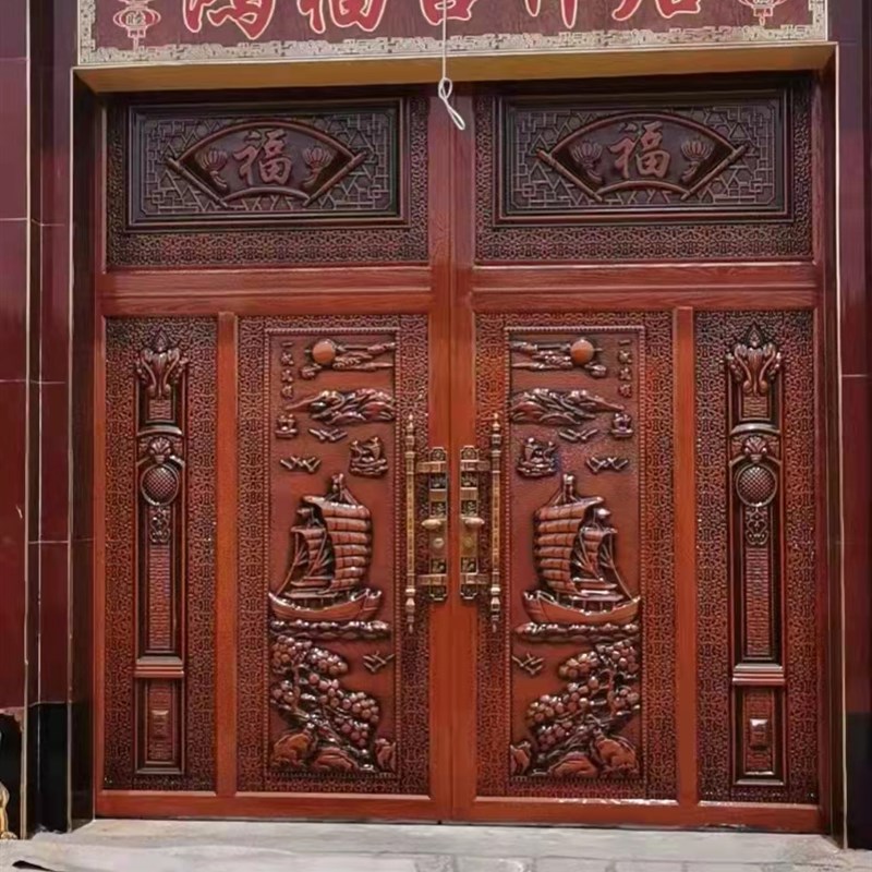 农村双开门门自建房村门乡下院子农大住宅大大乡村庭院双扇围墙门