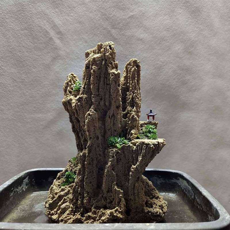 小微吸水石上水石水秀石迷你假山盆景摆件菖蒲花盆装饰加湿文竹