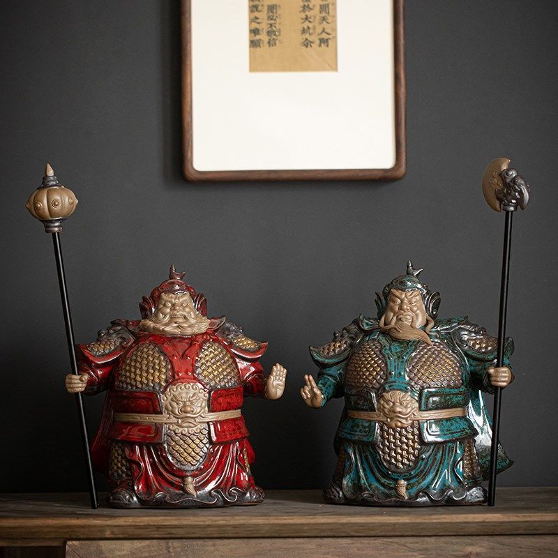 陶瓷大号门装哼哈二将中式摆件创意家客居厅门口神饰乔迁礼品