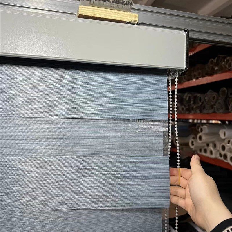防水柔纱帘遮层仿麻田园餐厅定厅双光布百叶拉帘升降窗帘客制卷帘