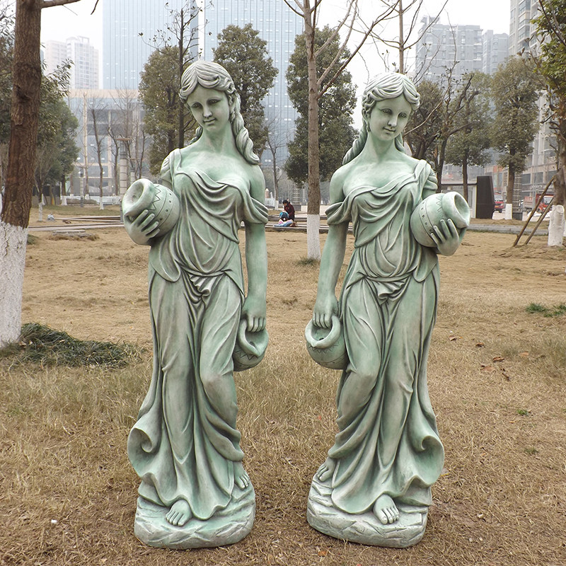 欧式大花流水像物雕人庭院型园造景循环喷水室内客厅落地仿古摆件