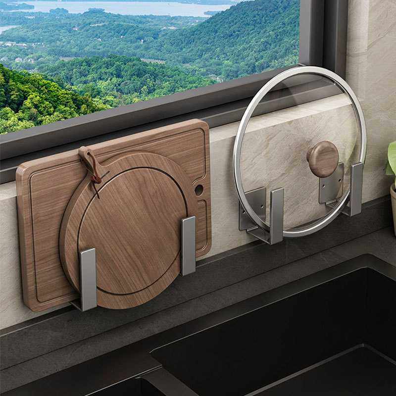 枪灰锅盖架子免打孔壁挂式厨房锅盖置物架墙壁多功能切菜板放置架,家庭/个人清洁工具,脸盆架,淘宝优惠券,粉丝福利购,淘宝优惠卷