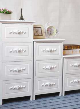 0J 实木小床头柜宽/长40高45-50cm田园收纳柜子迷你两层抽屉斗